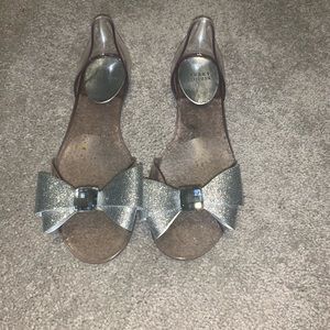 Stuart Weitzman jelly bow glitter jelly flats